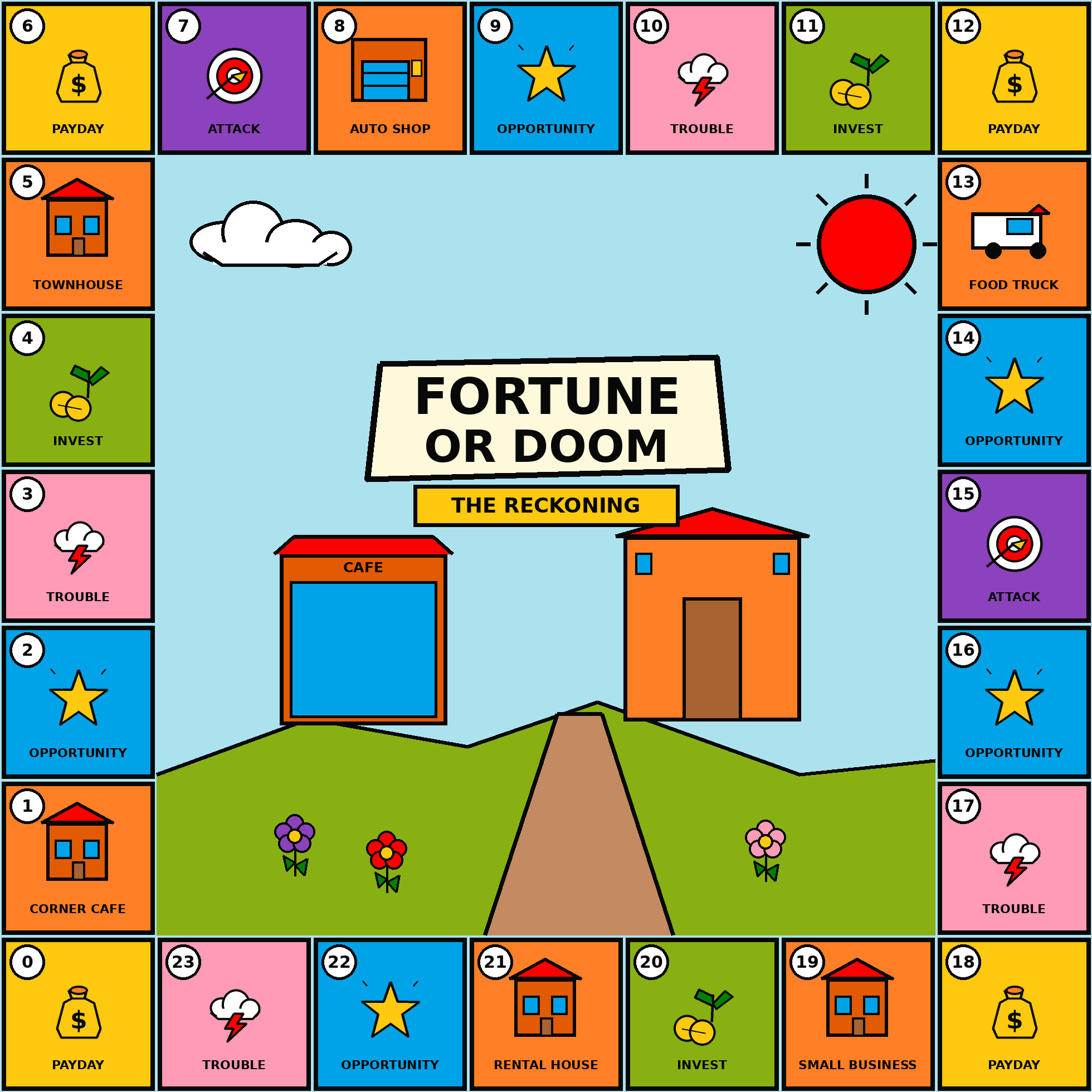 Full 24-space Fortune or Doom board
